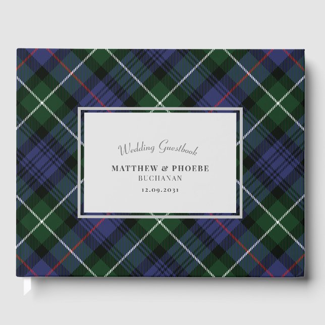 Livro De Visitas Xadrez Clan MacKenzie Tartan Roxo Verde (Frente)