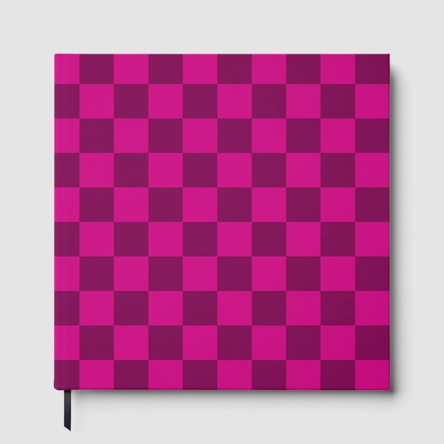 Livro de visitas xadrez magenta visual clássico (Frente)