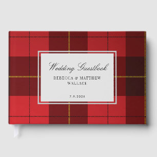 Livro De Visitas Xadrez rustica Wallace Xadrez Vermelha Casamento T