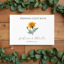 Livro De Visitas Yellow Marigold Elegant Floral Watercolor Wedding 