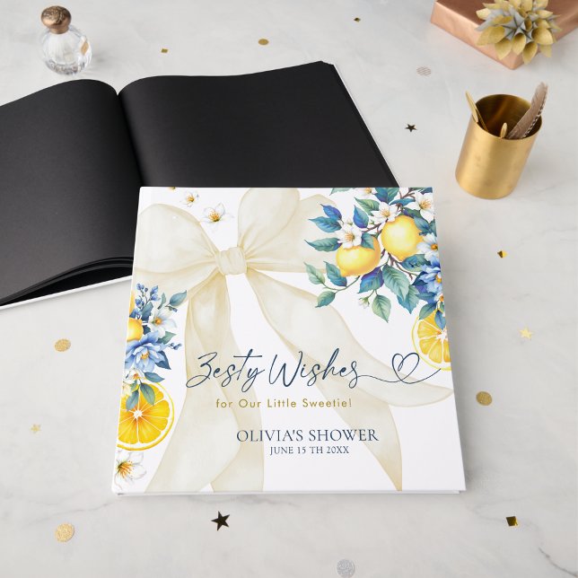 Livro De Visitas Zesty Wishes Lemon Italian Amalfi Baby Shower (Criador carregado)