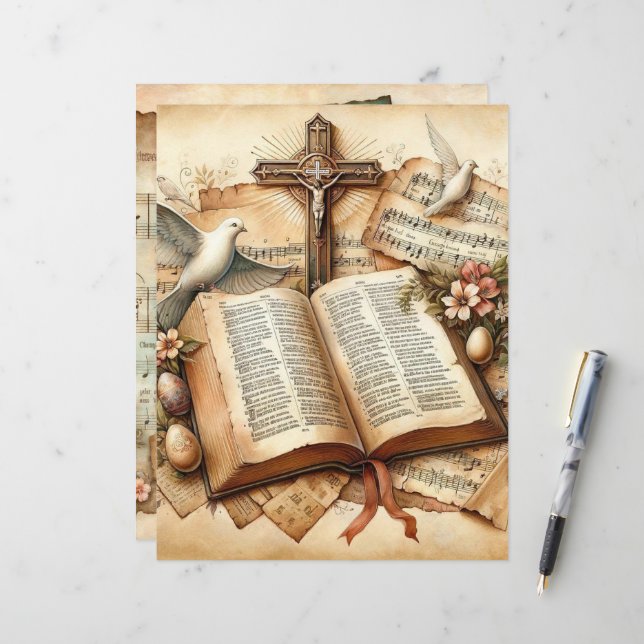 Livro-Desenho da Páscoa Cristã Vintage (Frente/Verso In Situ)