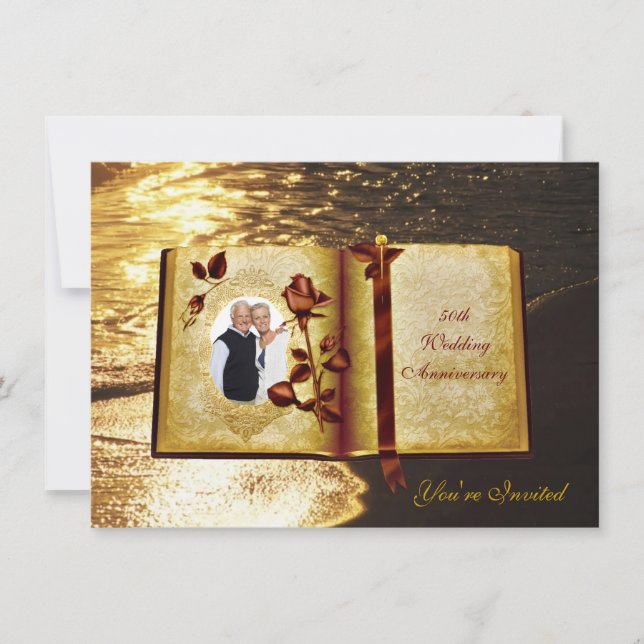 Livro do Amor Convites de Foto de Aniversário de 5 (Frente)