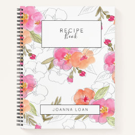 Livro do cozinheiro de receita floral rosa cor-de-