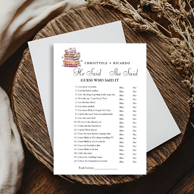 Livro Ele disse que ela disse cartão de Chá de pan (Criador carregado)