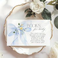 Livro Floral com Laço Azul para convite de bebê