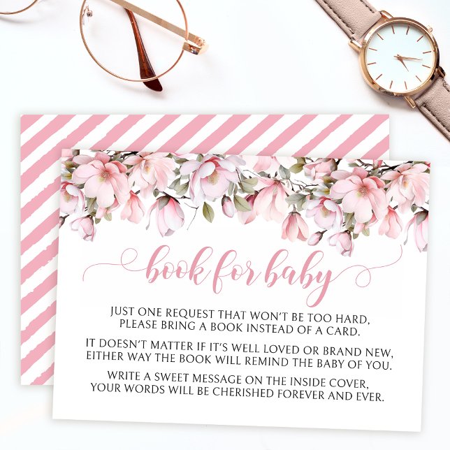 Livro floral de magnólia rosa para os cartões de c (Criador carregado)