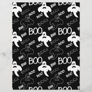 Livro Padrão do Halloween Negro e Branco Fantasma