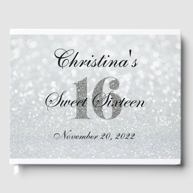 Livro Personalizado de Convidado do Sweet 16 Silve (Frente)