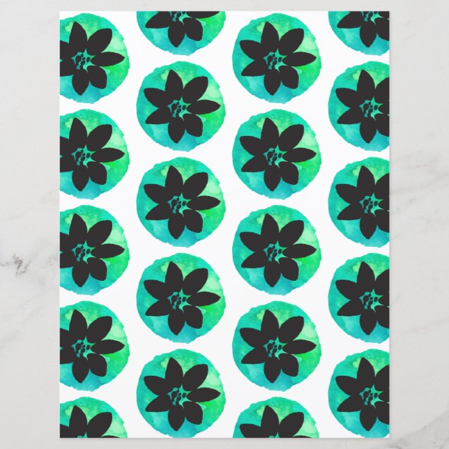 Livro Verde Azul Tropical Flower Standard Scrapboo (Frente)
