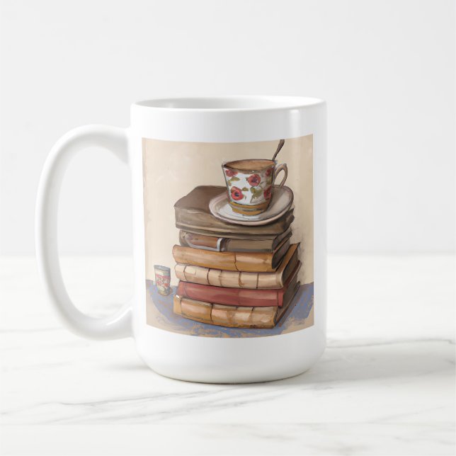 Livros Antigos e uma Xícara de Café (Esquerda)