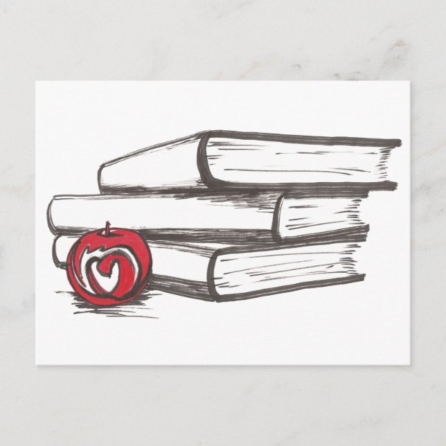 Livros + Apple | Cartão postal | Personalizável (Frente)