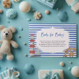 Livros Azuis Náuticos para Cartão de Chá de fralda