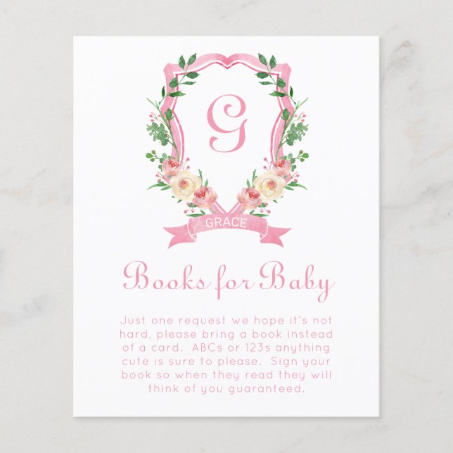 Livros com Crista Floral Rosa para Bebê (Frente)