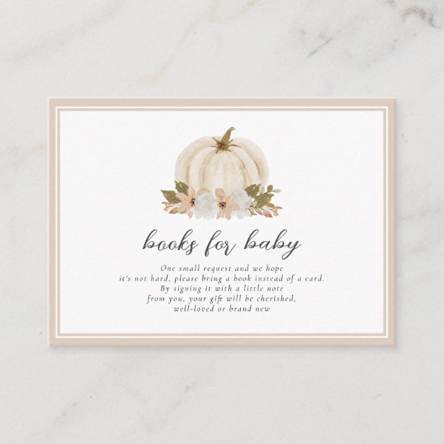 Livros de Abóbora Floral Neutra para Cartão de Beb (Frente)