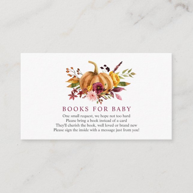 Livros de Abóbora para Cartão de Inserção de Bebê (Frente)