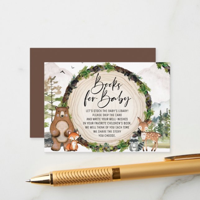 Livros de animais florestais para cartão de recept (Frente/Verso In Situ)