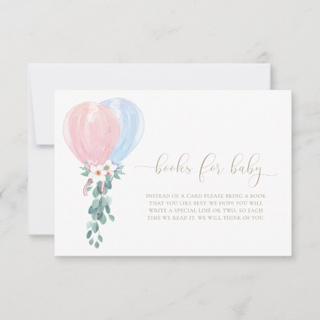 Livros De Balões Azuis Rosa Para Cartão De Pedido  (Frente)
