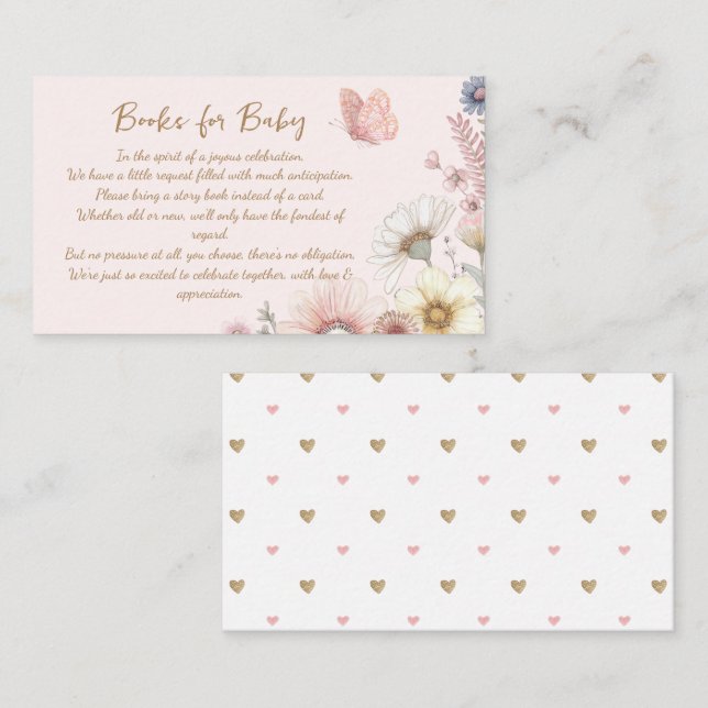 Livros De Borboletas Rosa Para Cartão De Recepção  (Frente/Verso)