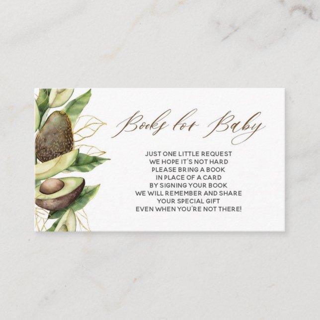 Livros de Chá de fraldas Avocado para Cartão de Be (Frente)