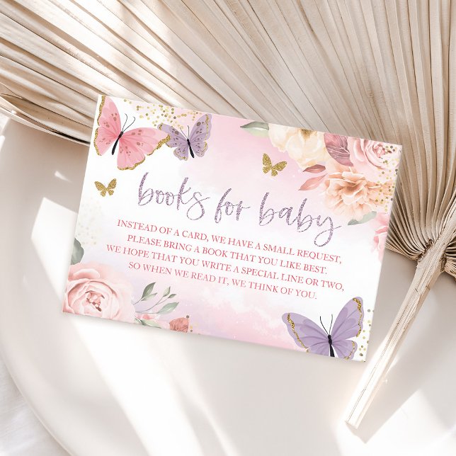 Livros de Chá de fraldas de borboleta para cartão  (Butterfly Baby Shower Books for Baby Card)