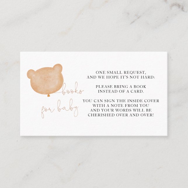 Livros De Chá de fraldas De Urso Para Cartão De Be (Frente)