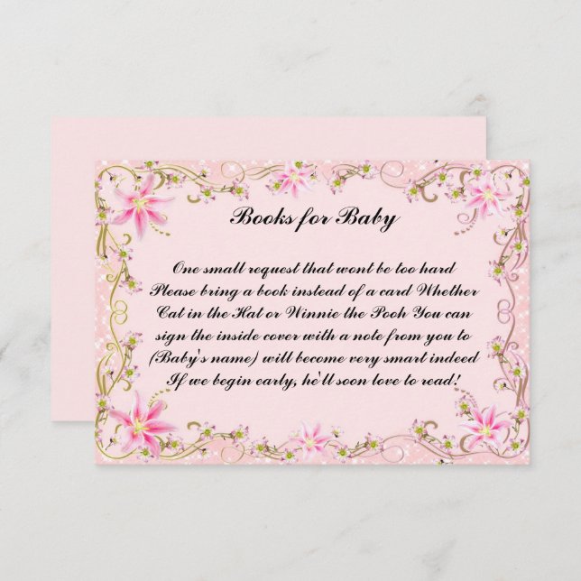 Livros De Chá de fraldas Floral Rosa Para Cartão D (Frente/Verso)