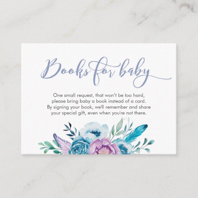 Livros de Chá de fraldas Floral Roxo para cartões  (Frente)