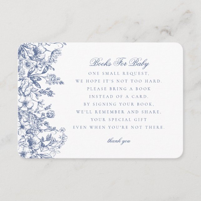 Livros de Chinoiserie Azul para Convite para Bebê  (Frente)