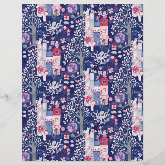 Livros de conto de fadas encantados Papel azul (Frente)