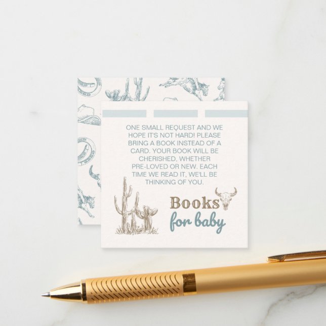 Livros De Cowboy Para Cartão De Inserção De Bebê (Frente/Verso In Situ)