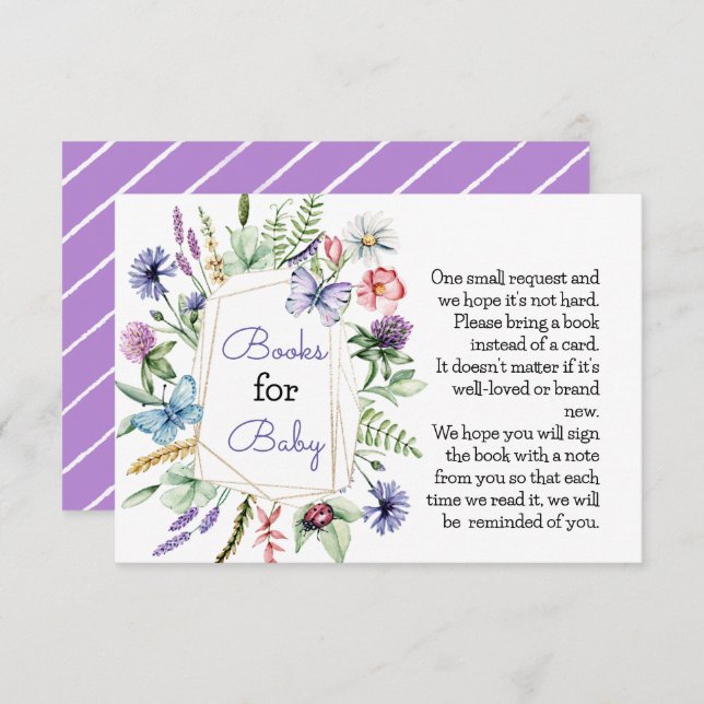 Livros de Flores Selvagens para Cartão de Bebê (Frente/Verso)