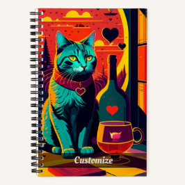 Livros De Gatos Sunset E Notebook De Vinho