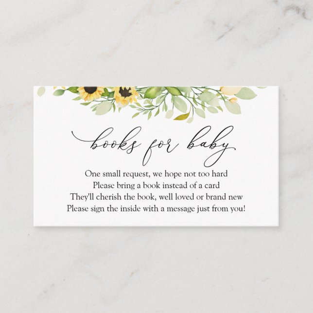 Livros de girassol para cartão de inscrição para p (Frente)