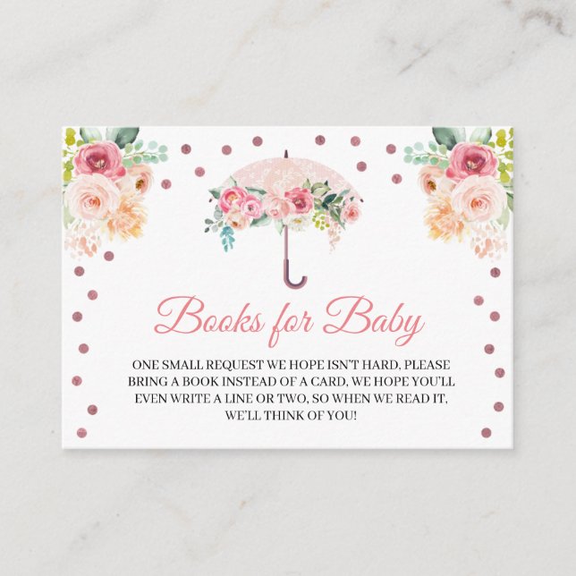 Livros de Guarda-chuvas rosa para cartão de gabine (Frente)