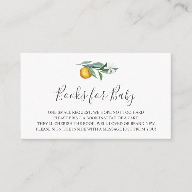 Livros de Laranjas para Cartão de Inserção de Bebê (Frente)