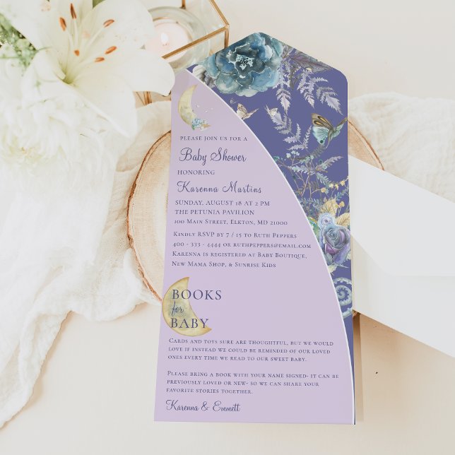 Livros De Lua Whimsical Para Chá de fraldas Roxo (Criador carregado)