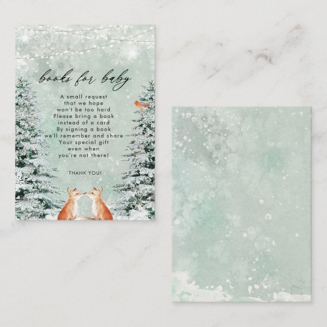 Livros de raposa florestal de inverno para cartão  (Frente/Verso)