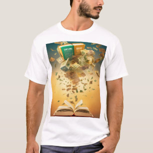 "Livros e Dinheiro Voando Camisa Motivacional"