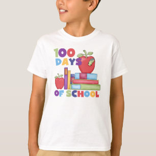 Livros e maçãs 100 dias do camiseta da escola