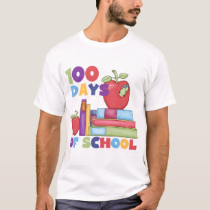 Livros e maçãs 100 dias do camiseta da escola