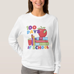 Livros e maçãs 100 dias do camiseta da escola