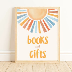 Livros e presentes boho sol tons mudos poster