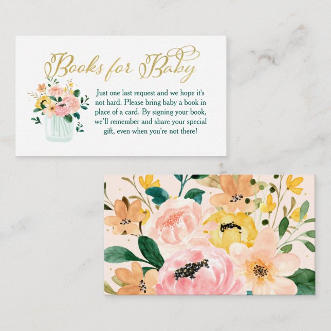 Livros Florais de Flor Selvagem para Cartão Bebê (Frente/Verso)