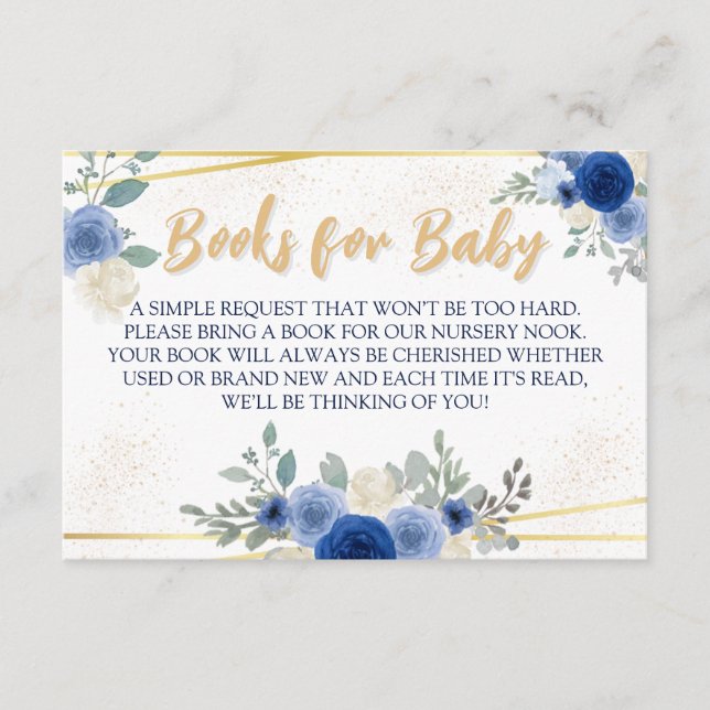 Livros Florais e Dourados Azuis para Cartão de Gab (Frente)