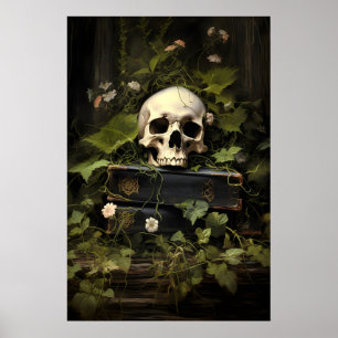 Livros Florais Impressão de Retrato de Caveira, Da