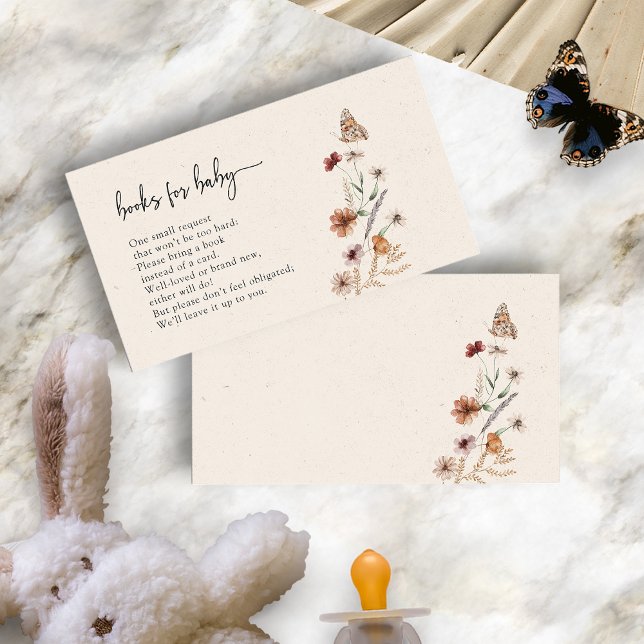 Livros Florais Para Cartão De Receptáculo Para Beb (Boho Floral Books For Baby Enclosure Card by Painted Paperie
)