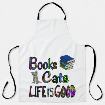 Livros Gatos Life is Good Avental Grande
