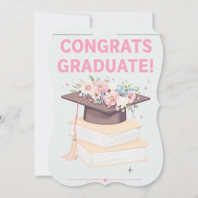 Livros Modernos E Cartão De Graduação De Bonés Flo (Frente)