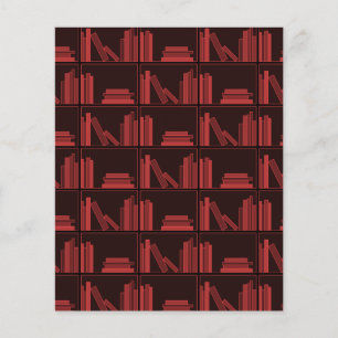 Livros na prateleira. Escuro - vermelho.